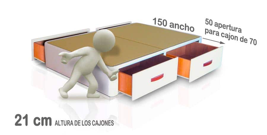 cama con cajones laterales apertura