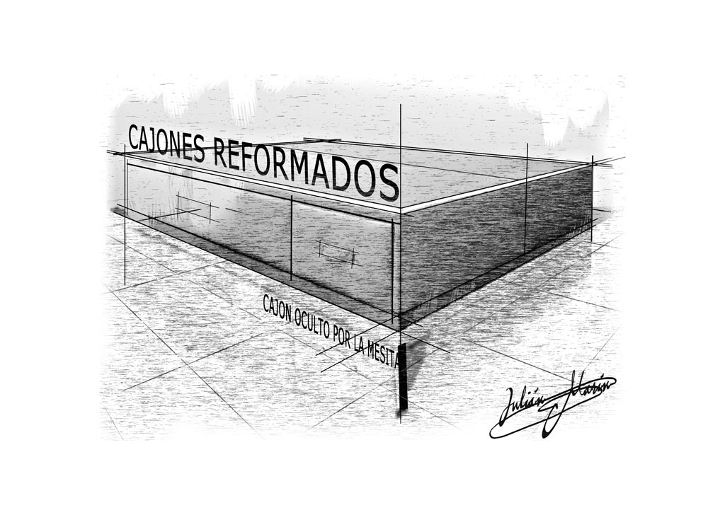 dibujo de cama con cajones