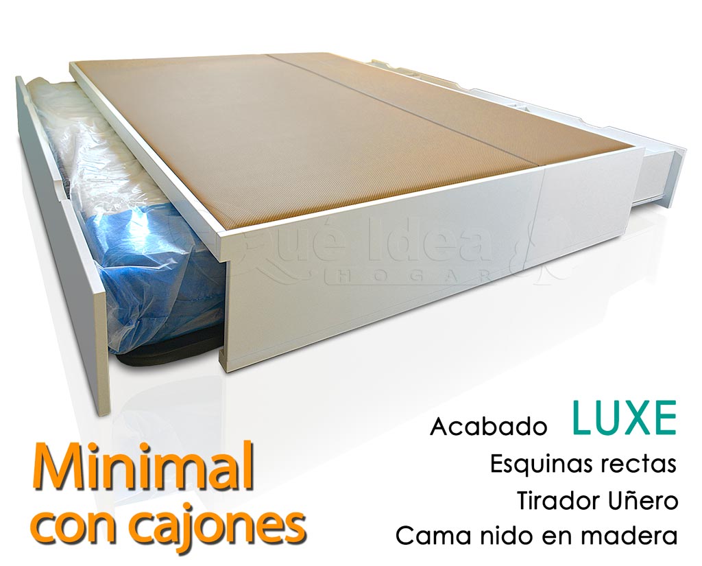 Cama Nido grande acabada en madera con cajones en un lateral