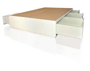 canapé con cajones laterales con las esquinas rectas