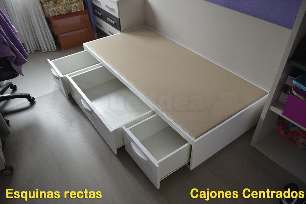 cama canapé de madera con cajones-laterales centrados