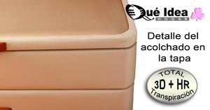 detalles de tapizado para el canapé nido acolchado en la tapa