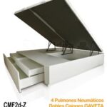 canapé con tapa abatible y cajones dobles